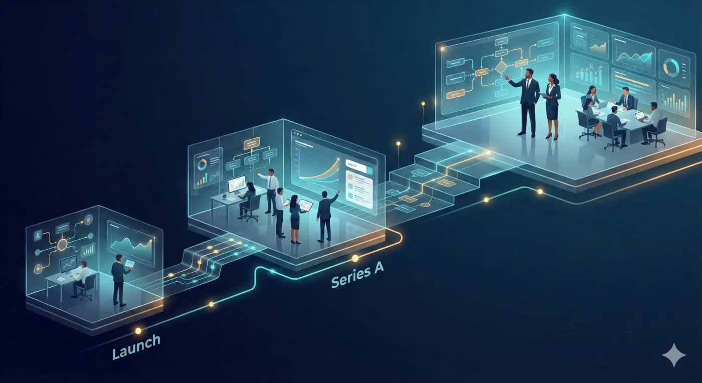 SaaS SEO guide from launch to Series B illustration